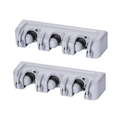 TOGU 2 Pack Mop and Broom Holder Wall Mounted 3 Position Storage Rack with 4 Retractable Hooks Holds up to 7 Tools Utility Weatherproof Holder for Garage Storage Systems Broom Organizer,Gray