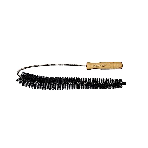 Bristle and Flexible Stainless Steel Brush 27 Inch for Clothes Dryer Lint Vent Trap Cleaning, Refrigerator Coil, Drain Pipes and Radiators Cleaning (Wood Handle - 1 Pack)
