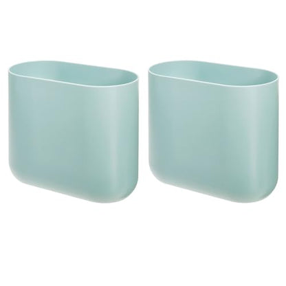 iDesign Small Slim Plastic Bathroom Trash Can, 2-Pack, Blue - color: Soft Aqua, style: Pack of 2