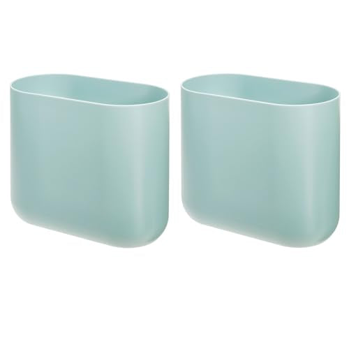 iDesign Small Slim Plastic Bathroom Trash Can, 2-Pack, Blue - color: Soft Aqua, style: Pack of 2