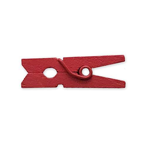 LWR CRAFTS Wooden Mini Clothespins 100 Per Pack 1" 2.5cm (Red) - color: Red