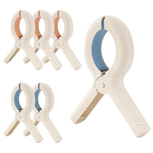 6 Pack Windproof Clothes Pins for Beach Blankets, Beach Towels Clips, 3.94 Inch Towel Clamps for Beach, Pool and Cruise Chairs