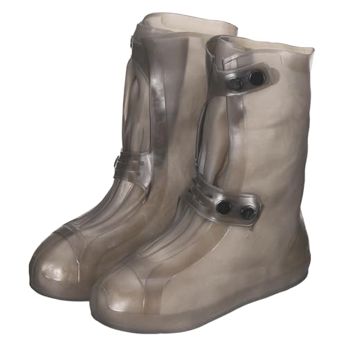 HARFINGTON Waterproof Shoes Cover S (US 4) Rain Galoshes w Double Buckle - color: Brown, size: S (US 4)