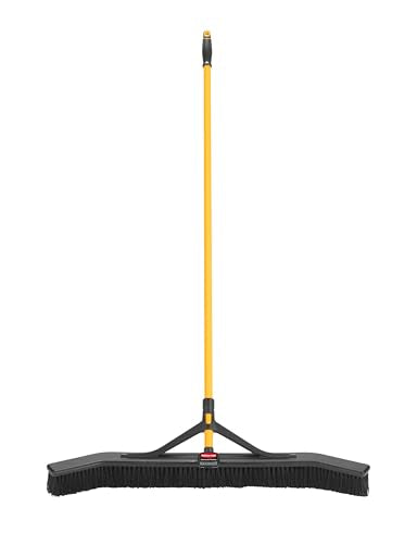 Rubbermaid Commercial Products Maximizer 36" Push to Center Push Broom Polypropylene Fill Black Angled Sides Medium Bristles for Indoor/Outdoor Multi-Surface Use - style: 36" Multi-Purpose Pushbroom