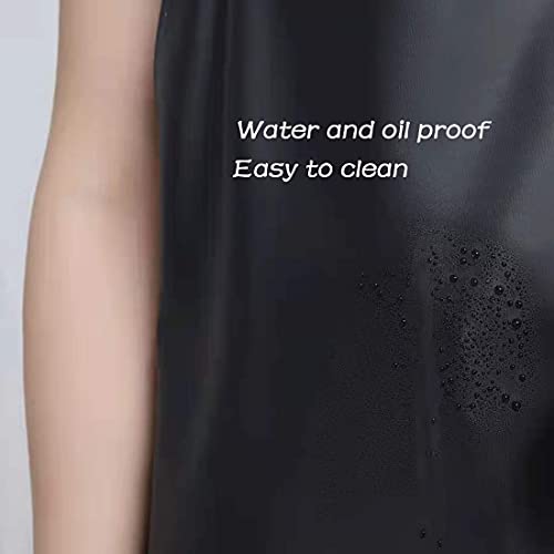Lchkrep Men's Waterproof Apron Black, Lightweight Vinyl Aprons Rubber Apron for Dishwashing, Butcher apron - color: Black-1pack