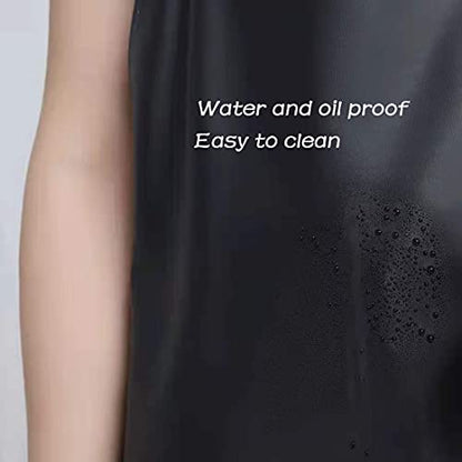 Lchkrep Men's Waterproof Apron Black, Lightweight Vinyl Aprons Rubber Apron for Dishwashing, Butcher apron - color: Black-1pack