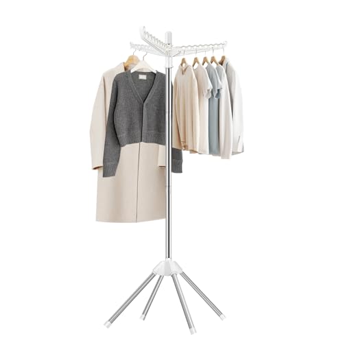 SUYU Clothes Drying Rack, Foldable Drying Rack Clothing, Laundry Drying Rack, 59-Inch Indoor Clothes Airer with 3 Rotatable Arms, Stainless Steel,4 Legs,White and Silver SNJ101 - style: 1-Tier