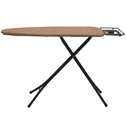 Household Essentials Wide Top Ironing Board with 4‑Leg Steel Frame, Fixed Iron Rest, Silicone‑Coated Cotton Cover, Antique Bronze Finish - color: Brown/Bronze, size: 49" L, style: Without iron station
