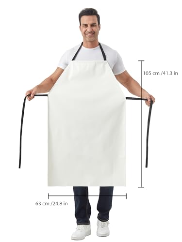 Nanxson Waterproof Apron Adjustable Dishwasher Apron for Women Men - color: White