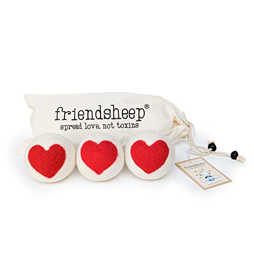 Friendsheep Wool Dryer Balls, Organic Reusable Fabric Softener Alternative for Laundry, Handmade, Fair Trade, Hypoallergenic, Eco-Friendly, Plastic-Free (3 Pack XL – Red Heart ) - color: Red Heart Trio, size: 1 Count (Pack of 3)