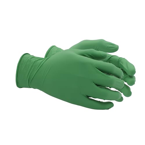 SHOWA 6110PF Sustainable EBT Latex-Free, Powder-Free, Nitrile Disposable Single Use Safety Gloves, 4 Mil, 9.5" Length, Small (1 Box/100 Gloves) (Pack of 10) - color: Green, size: Small (Pack of 10)