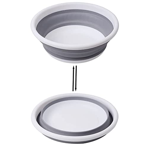 Ahyuan Collapsible Portable Wash Basin Dishpan 5L Kitchen Dish Pans Washing Basin Foldable Wash Dish Tub for Camping Supplies, Marine, Camper Accessories for Travel Trailers (Gray) - color: Gray,Green