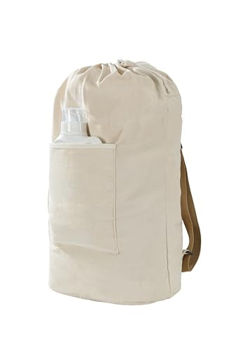 Canvas Laundry Bag, Laundry Backpack, Beige, XX-Large - color: BEIGE, size: XX-Large