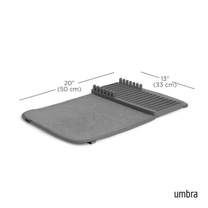 Umbra Udry Dish Drying Rack, Folding Dish Drainer Mat, Mini, Dark Grey - color: Gray, size: 20" x 13"
