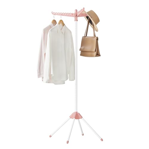 SONGMICS Clothes Drying Rack, 61.6-Inch Drying Rack, 3 Rotatable Arms - color: Pink + White, style: 1-Tier