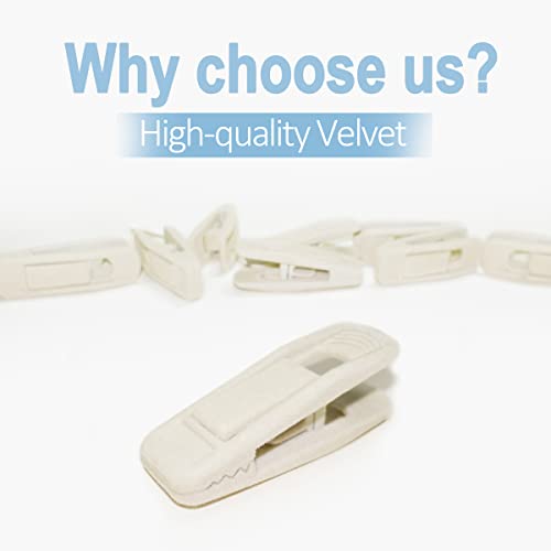 TOFIIGREM Beige Velvet Hanger Clips 60 PCS, Non-Slip Velvet Clip Work Perfectly for Ivory/Beige Velvet Hangers, Pant Skirt Hanger Velvet Clips Fit for Velvet Clothes Hangers - color: Beige, size: 60pc