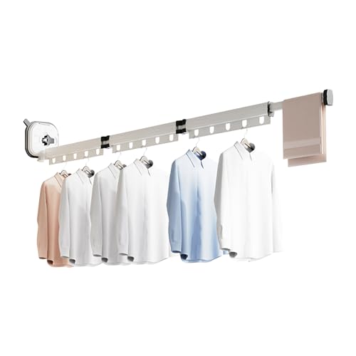 Ergocar Clothes Drying Rack Wall Mounted, Clothes Drying Rack Folding Indoor, Retractable Clothes Hanger with Hanging Holes, Space Saver, for Balcony, Bathroom, Bedroom - color: White, size: 49.60*4.72*4.72