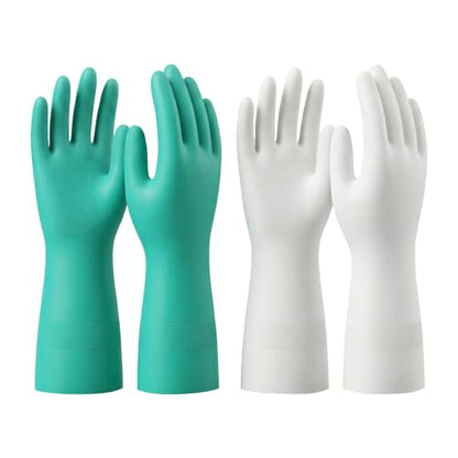 Nitrile Rubber Cleaning Gloves, 2 pairs of reusable kitchen gloves, ideal for dishwashing and household cleaning - size: Medium