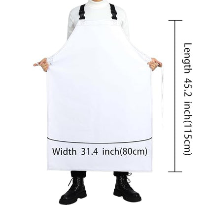 Heavy Duty Waterproof Apron,PVC, Adjustable Cross Strap,Chemical Resistant, for Butchering, Dishwashing, Food Factory - color: White