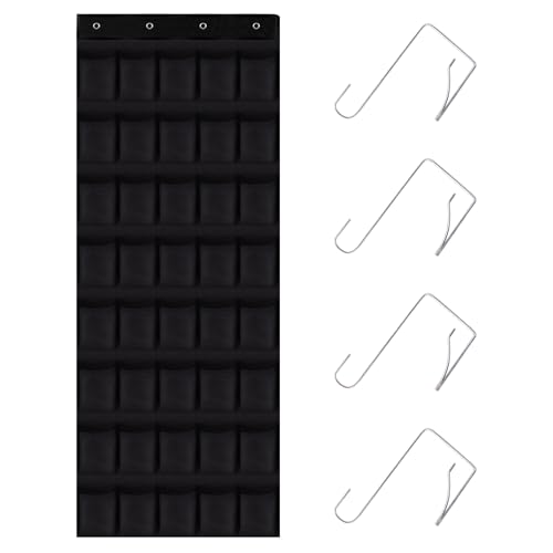 40 Pocket Over The Door Shoe Organizer,with 4 Metal Hooks（Black - color: black, size: 77" x 27"