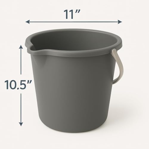 10QT (9.5L) Cleaning Bucket with Handle and Spout - Charcoal Grey