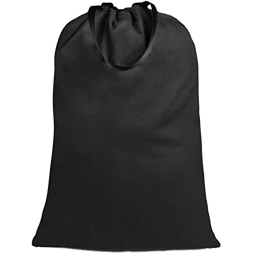 Sanlykate Large Canvas Cotton Laundry Bag with Drawstring & Handles, Heavy Duty Durable Dirty Clothes Organizer, Tear Resistant Hamper Liner Storage Bag, Travel Sack, 25.5 x 34inch - Black - color: Black
