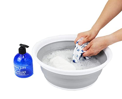 SAMMART 7.5L (1.98 Gallon) Collapsible Tub - Foldable Dish Tub - Portable Washing Basin - Space Saving Plastic Washtub (White/Grey (Set of 2)) - color: White/Grey (Set of 2)