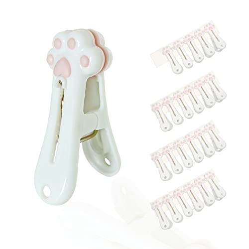 Plastic Clothespins Laundry Clothes Pins-24 Pack, Traceless Clothes Pegs, Bag Clips, Food Package Clip, with Cute Cat Claw Pattern - color: Pink, size: 24-Pack