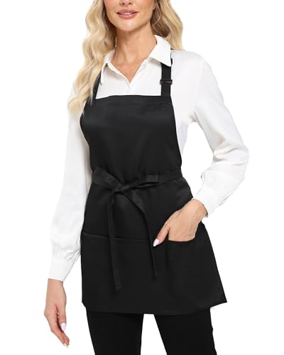 Argstar Unisex Adjustable Three Pocket Apron-Chef Kitchen Cooking，Restaurant Server - color: 1 Pack Black Aprons for Chef Kitchen Cooking