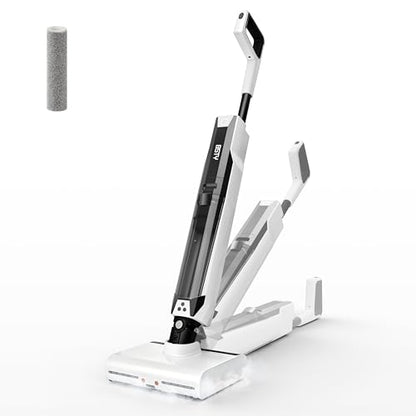Dual-Chamber Wet Dry Vacuum Cleaner, 20,000Pa Suction, 392°F Steam Cleaning, Wet Dry Vacuum Mop with Smart App Control, Self-Cleaning & 40min Runtime, Ideal for Home & Pet Hair Cleaning, White