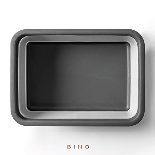 BINO Collapsible Wash Basin - Grey | Portable Dish Tub | Kitchen | Camping | Sink | Home Essentials | Baby Travel | Folding Dish Pan for Maximum Space Saving - color: Gray