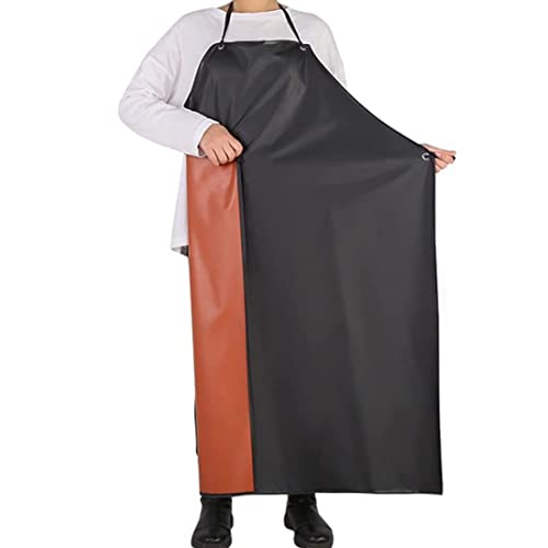 K Y KANGYUN Chemical Resistant Work Cloth - Adjustable Bib Butcher Apron Waterproof Rubber Vinyl Apron Blacks