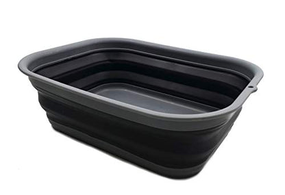 SAMMART 12L (3.17 Gallon) Collapsible Tub - Foldable Dish Tub - Portable Washing Basin - Space Saving Plastic Washtub (1, Grey/Black) - color: Grey/Black