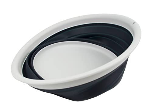 SAMMART 7.5L (1.98 Gallon) Collapsible Tub - Foldable Dish Tub - Portable Washing Basin - Space Saving Plastic Washtub (Grey/Slate Grey (Set of 2)) - color: Grey/Slate Grey (Set of 2)