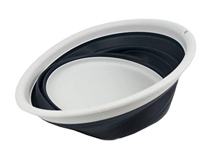 SAMMART 7.5L (1.98 Gallon) Collapsible Tub - Foldable Dish Tub - Portable Washing Basin - Space Saving Plastic Washtub (Grey/Slate Grey (Set of 2)) - color: Grey/Slate Grey (Set of 2)