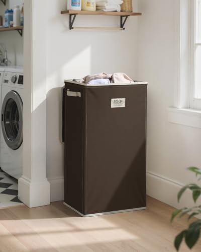 SOLEDI 100L Laundry Hamper with Lid, Large Collapsible Laundry Basket - color: Chocolate, size: 100L