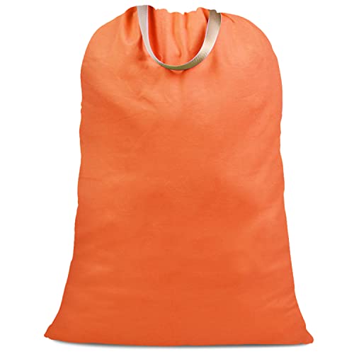 Cotton Canvas Laundry Bag with Handles & Drawstring Straps, Heavy Duty Extra Large Laundry Bags for Laundromat and Household, 25.5x34 Inch, Orange - color: Orange