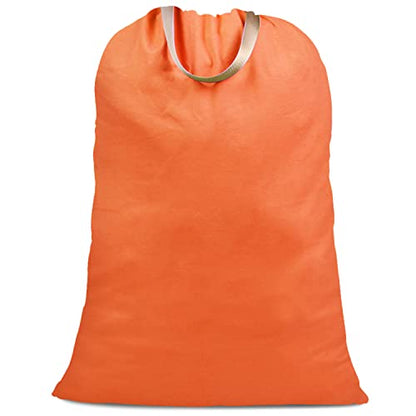 Cotton Canvas Laundry Bag with Handles & Drawstring Straps, Heavy Duty Extra Large Laundry Bags for Laundromat and Household, 25.5x34 Inch, Orange - color: Orange