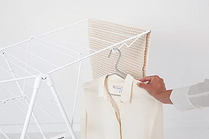 Brabantia HangOn Compact Clothes Drying Rack | 49ft (15m) | White | Small Indoor Clothes Airer Laundry Stand with 2 Fold-Out Wings & Hanger Hooks, Folds Flat, Ideal for Condos | Fits Full Load - color: Fresh White
