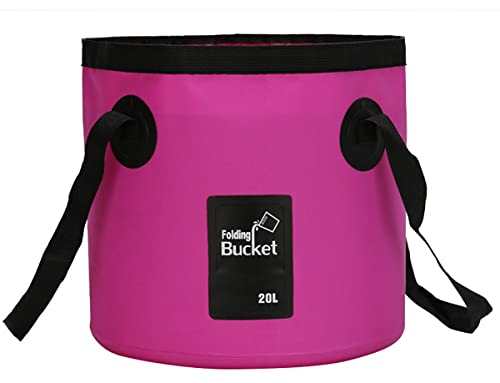 BANCHELLE 5 Gallon Collapsible Bucket with Handle for Indoor Outdoor - color: Purple