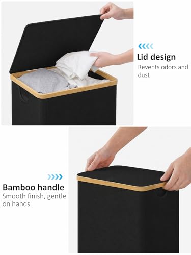 IEGrow Laundry Hamper with Lid,85L Laundry Basket with Mesh Bags,Black - color: Black, size: 85L