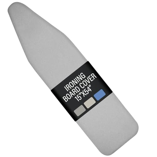 Iwtmm Ironing Board Cover and Pad with Silicone Coating, Thick Scorch-Resistant Padding, Heavy Duty for Home & Professional Use, Fits 15 x 54 Inches Boards, Secure Hook & Loop Fastener (Gray) - color: Gray