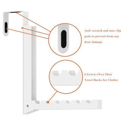 Folding Clothes Drying Rack for Indoor Laundry Room,2 Pack Over The Door Hanger with 6 Groves,Foldable Portable Clothing Hanger Hook Collapsible