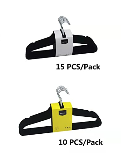 Amazon Basics Slim Velvet Non-Slip Space Saving Suit Clothes Hangers, Closet Organizer, Black/Silver, 100-Pack - color: Black, size: Pack of 100