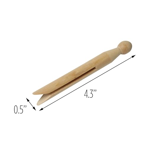 Honey-Can-Do 100 Pack Round Birch Wood Clothespins, Durable Wood Clips For Hanging Clothes, Pins, And Laundry, For Organizing, Drying & Everyday Use, Practical Hanging Solutions, Reliable Wooden Clips - size: 100-Pack