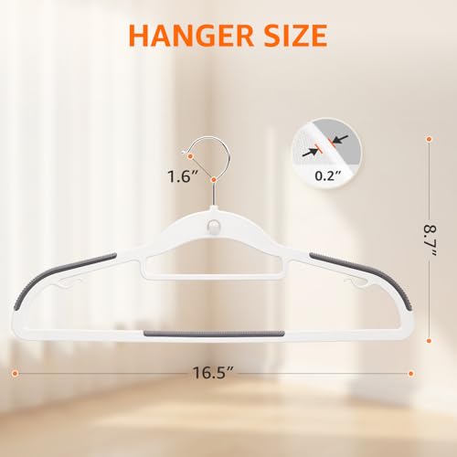 Yolife Cascading Plastic Clothes Hangers 10 Pack with Inner Hook for Vertical Storage, Slim Space Saving Hangers with Non-Slip Pads, 360° Swivel Metal Hook, Versatile, White & Gray - color: White & Gray