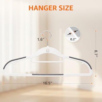 Yolife Cascading Plastic Clothes Hangers 10 Pack with Inner Hook for Vertical Storage, Slim Space Saving Hangers with Non-Slip Pads, 360° Swivel Metal Hook, Versatile, White & Gray - color: White & Gray