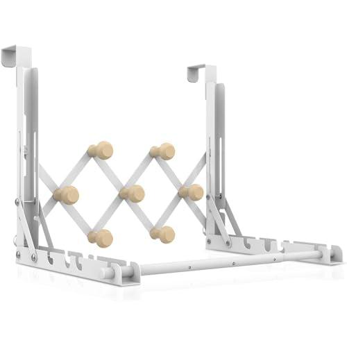 FYY Over the Door Drying Rack, Foldable with 7 Hooks for Laundry Bathroom