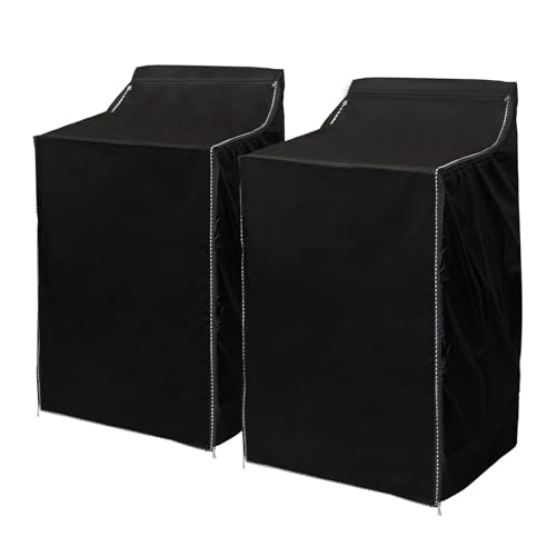 2Pack Washer and Dryer Covers Outdoor Washing Machine Cover for Top and Front Load 420D PU Waterproof Laundry Dryer Cover with Zipper and Storage Bag, W29”x D28”x H43”(Black) - color: Black, size: Pack of 2