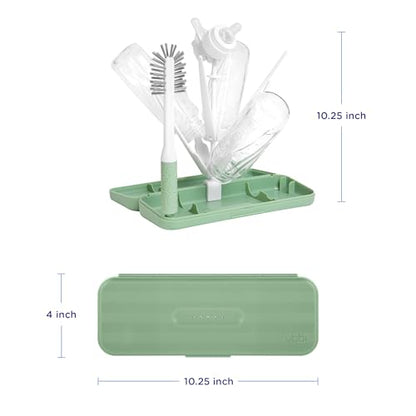 Ubbi On-the-Go Drying Rack & Bottle Brush Set, Holds Up To 8 Bottles, Sage - color: Sage